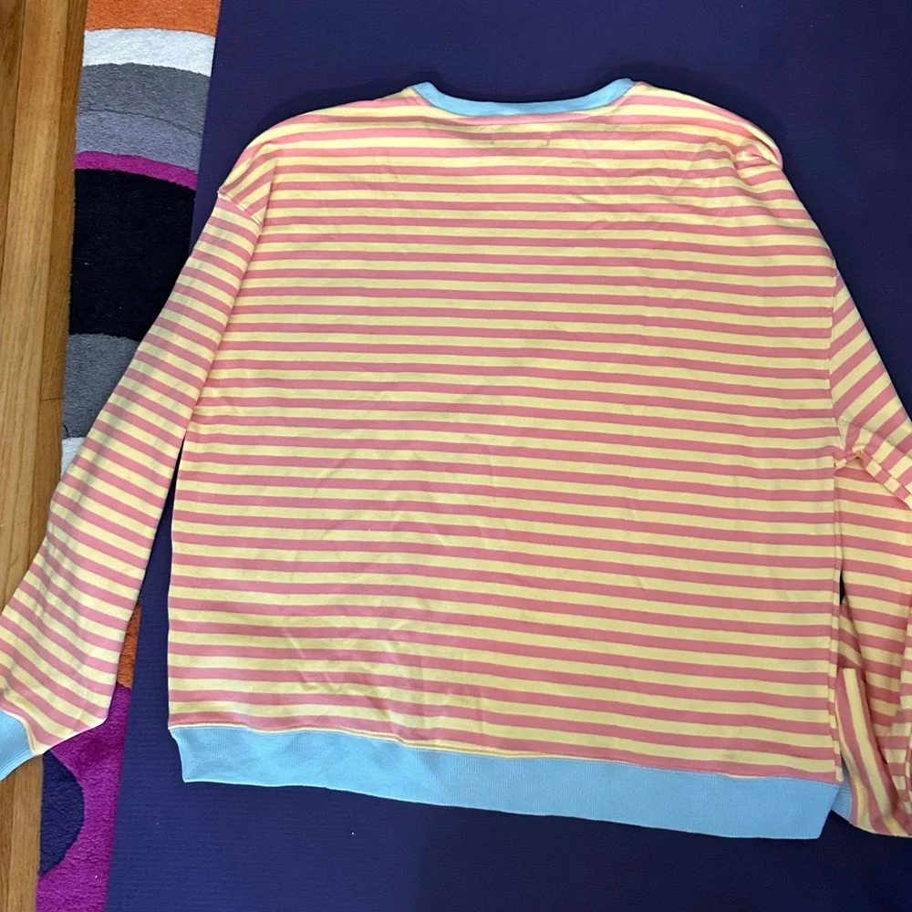 We the Free FP Classic Striped Oversized Crewneck Yellow and Pink NWOT Small - Picture 6 of 8